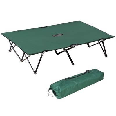 Lit de camp pliable double avec sac de transport Oxford métal OUTSUNNY