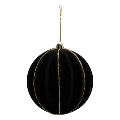 Boule de Noël en velours noir et or D. 100 mm FEERIC LIGHTS & CHRISTMAS