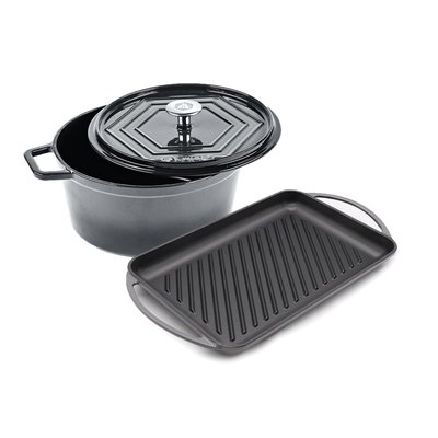 Batterie de cuisine - set de 3 pièces fonte émaillée gris LAGUIOLE CUISSON