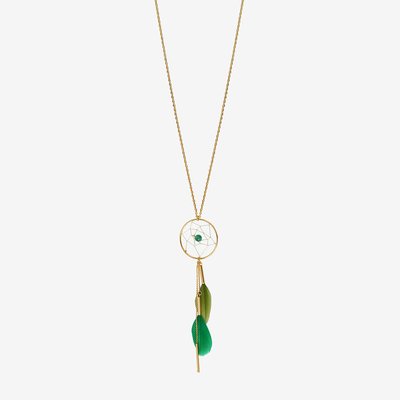 Collier sautoir doré agate verte - dream catcher CAROLINE NAJMAN