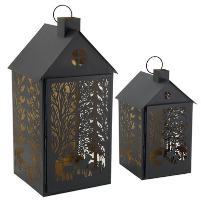 Lanternes en métal noir Maison Cerf (lot de 2) AUBRY GASPARD