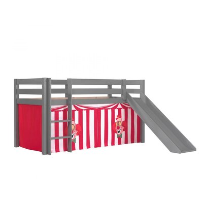 Lit Enfant Surélevé Avec Toboggan Pino + Rideau de lit Chucky VIPACK
