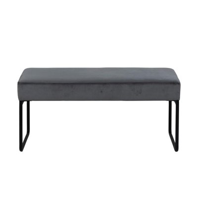 Banc en velours gris et pieds en métal L95 - VOLEK HELLIN, DEPUIS 1862