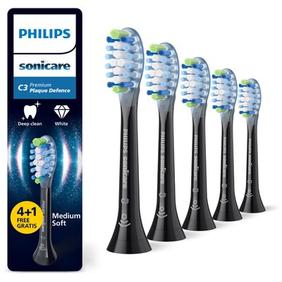 Brossette dentaire Sonicare lot de 4+1 - HX9045/88  black Premium Plaque Defence C3 PHILIPS