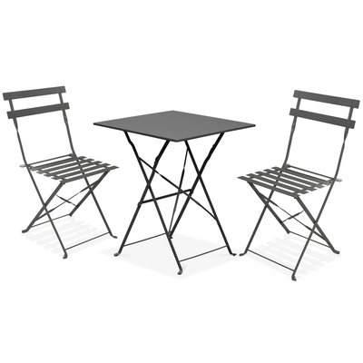 Table bistrot de jardin et 2 chaises pliantes, Rome OVIALA