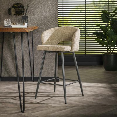 Tabouret de bar en tissu bouclette sable avec dossier ouvert (lot de 2) GALWAY PIER IMPORT