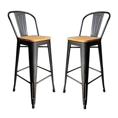 Lot de 2 Chaises de Bar en acier et bois naturel - NEVADA MATHI DESIGN