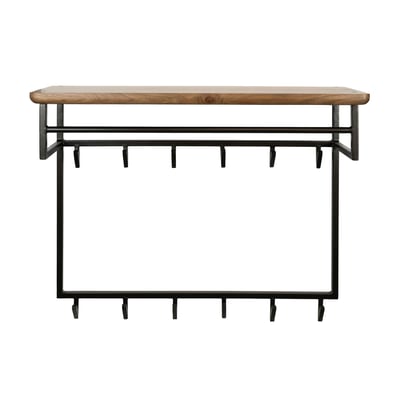 Portemanteau mural 1 étagère bois 1 tringle 12 crochets NAKO PIER IMPORT