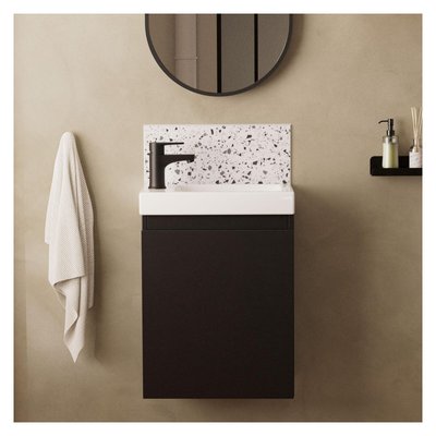 Meuble lave-mains + robinet noir LISA MOB IN