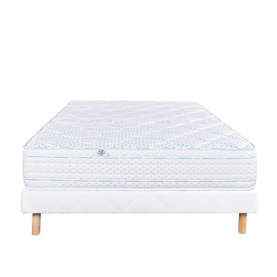 Ensemble matelas mousse ferme 24 cm et sommier blanc HOME MAISON