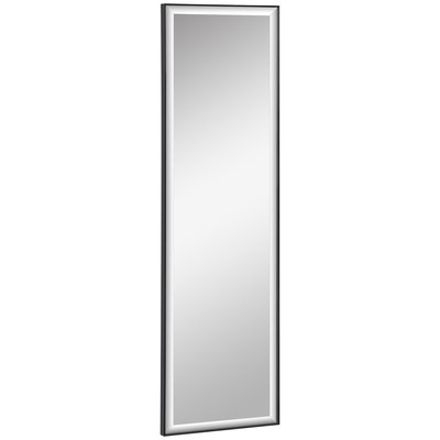 Miroir mural dim. 120L x 35l cm cadre alliage aluminium noir HOMCOM