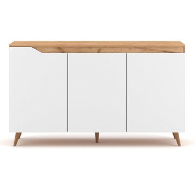 Buffet Scandinave 3 Portes L140 cm - Décor bois et blanc - Tree CALICOSY