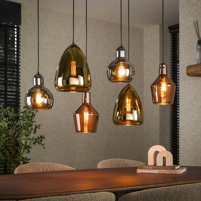 Suspension en verre coloré 6 lampes NOVA PIER IMPORT