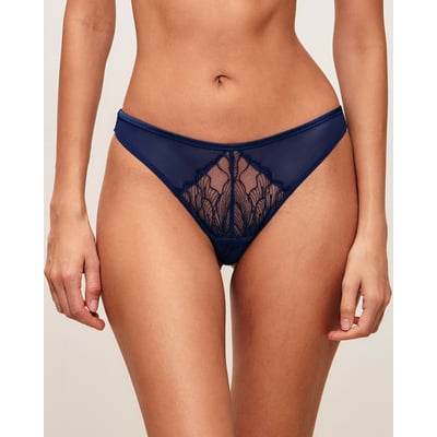 Tanga en mesh et broderie SLEAZELIZ UNDIZ