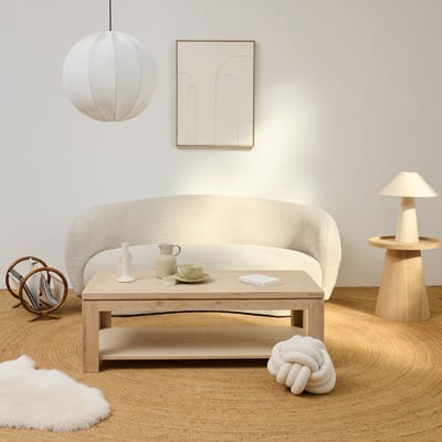 Canapé 3 places en tissu bouclette beige L191 - ELLA HELLIN, DEPUIS 1862
