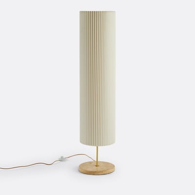 Lampadaire travertin et lin plissé, Polaro LA REDOUTE INTERIEURS