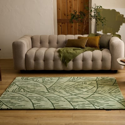 Tapis fait main en laine motif feuille CÈDRE BLANC NAZAR RUGS X PANTONE