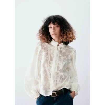 Chemisier en lyocell broderie florale MANGO