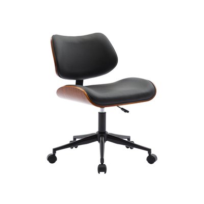 Chaise de bureau à roulettes décor bois courbé et simili cuir KAREN SWEEEK