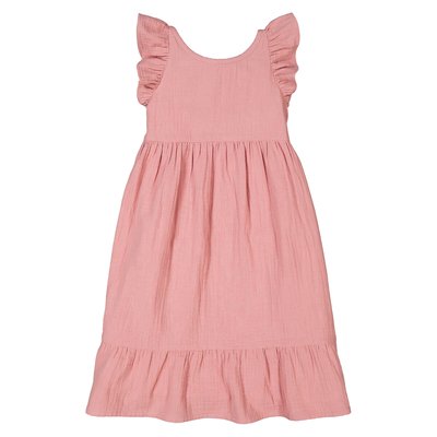 Vestido largo sin mangas con volantes, gasa de algodón LA REDOUTE COLLECTIONS