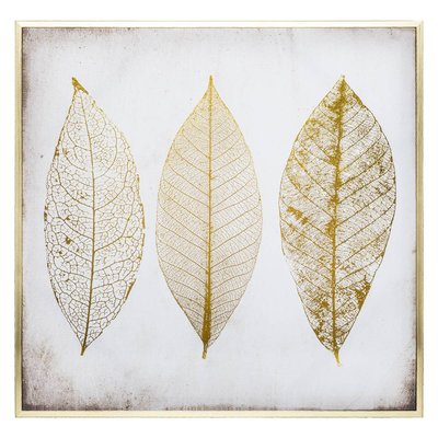 Toile imprimée FEUILLES DORÉES encadrée ATMOSPHERA