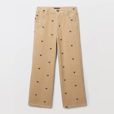 Pantalon en velours côtelé brodé MONOPRIX