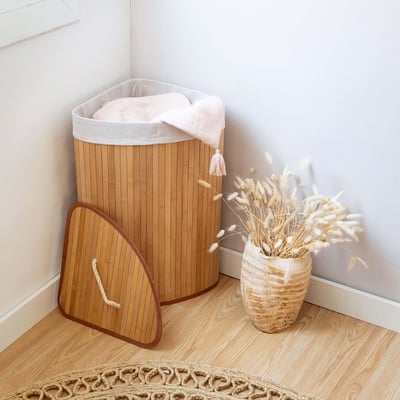 COMPACTOR - Panier à linge d'angle en bambou - 35 x 35 x H.60 cm - Beige COMPACTOR