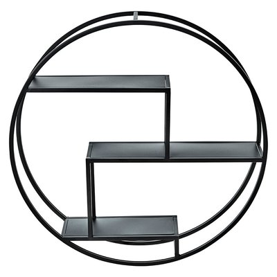 Round Powder coated Metal Shelf in black SO'HOME