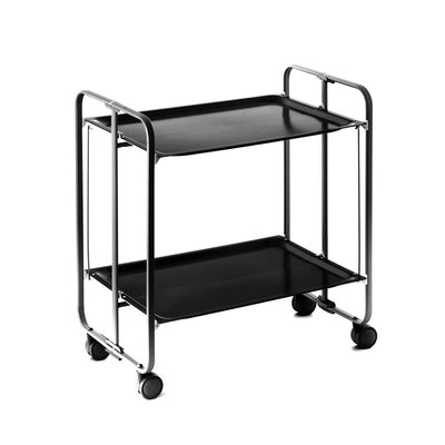 Table roulante pliante BAUHAUS, 2 plateaux, châssis noir DON HIERRO