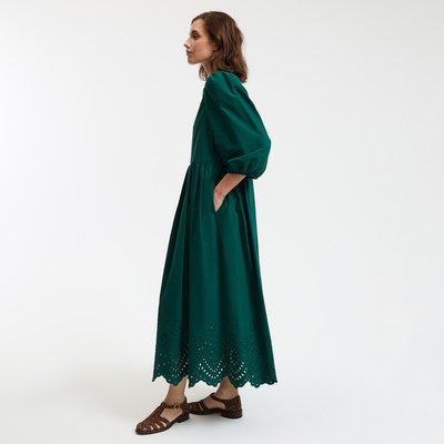 Robe évasée, longue, broderie anglaise LA REDOUTE COLLECTIONS