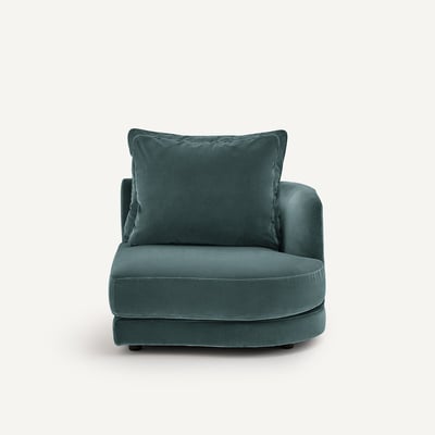 Rechtes, abgerundetes, modulares Halbsofa aus Samt, TIBERIO AM.PM