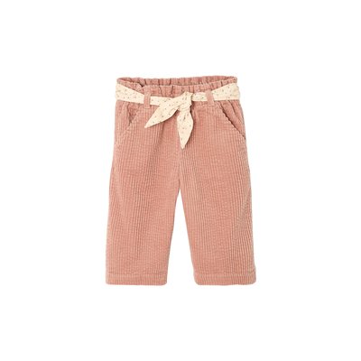 Pantalon large en velours ceinture à fleurs VERTBAUDET