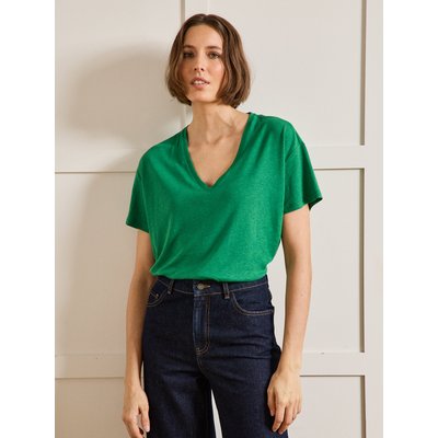 T-shirt col V lin et viscose CYRILLUS
