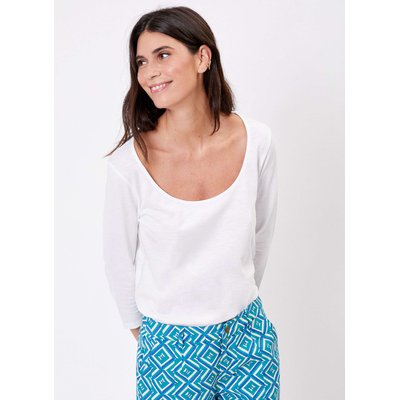 T-shirt uni coton flammé bio uni manches 3/4 BIANCA LA FIANCÉE