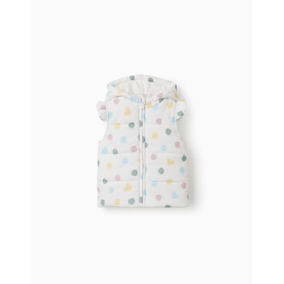 Doudoune sans manches avec capuche et motif cœurs et pois ZIPPY