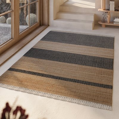 Tapis jute à rayures avec franges ,  VANTE WECON HOME