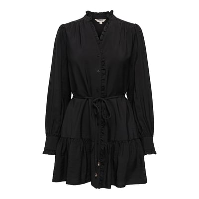 Tie-Waist Mandarin Collar Mini Dress ONLY