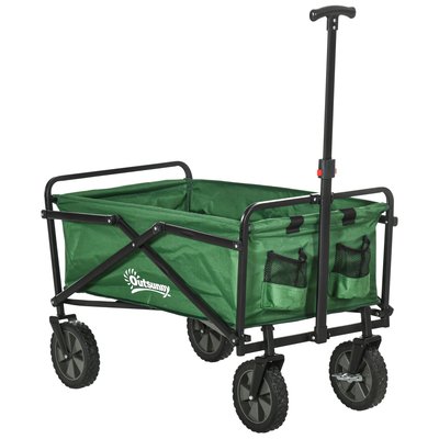 Chariot de transport pliable à roulettes max. 40 Kg vert OUTSUNNY