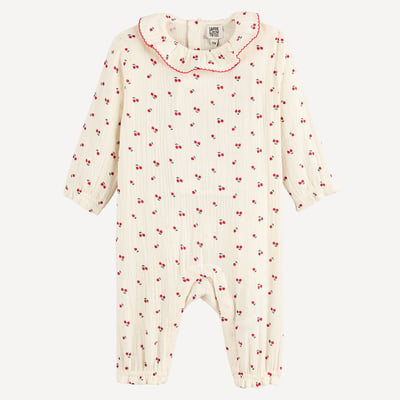 Cherry Print Cotton Muslin Peter Pan Collar All-in-One LA REDOUTE COLLECTIONS