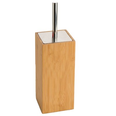Brosse WC bambou, inox et brosse noire carrée 10x10x34cm WADIGA