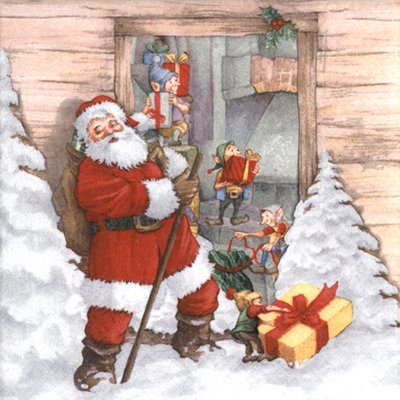 Lot de 20 serviettes papier lutin de noel DOUCEUR D'INTÉRIEUR
