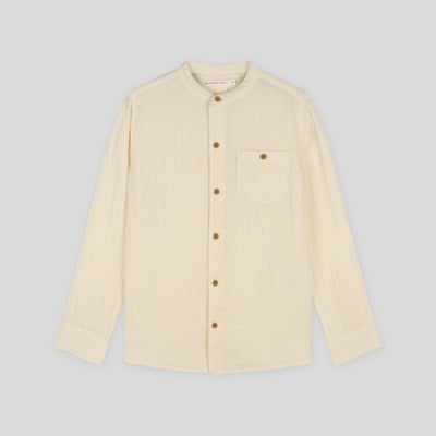 Chemise manches longues col mao en gaze de coton, BIO MONOPRIX KIDS