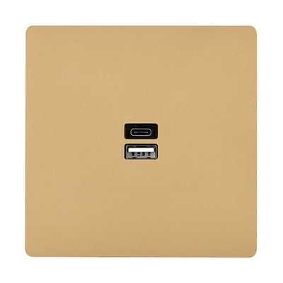 Prise De Chargeur Double Port Usb A+c - Collection M - Laiton Sablé MODELEC