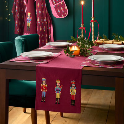 Christmas Nutcracker Cotton Dining Table Runner CATHERINE LANSFIELD