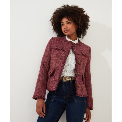 Veste longue tweed femme hot sale