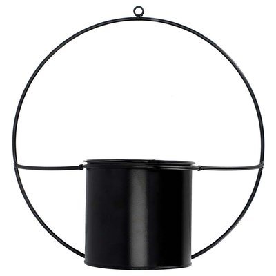 Jardinière déco ronde d'intérieur en métal noir Fixation murale JARDINDECO