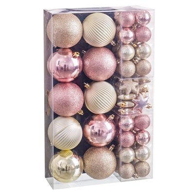 Set de 58 boules de Noël rose et doré WADIGA