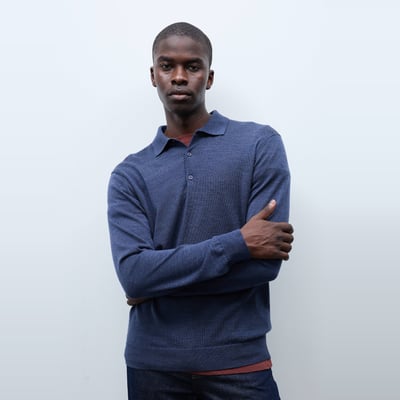 Pull col polo en laine mérinos MONOPRIX