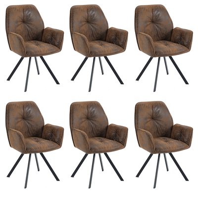 Lot de 6 chaises de salle à manger rotatif fauteuil industriel,CALF MEUBLES COSY