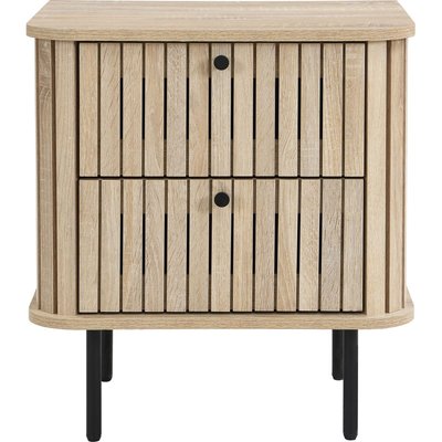 Table de chevet 2 tiroirs rainurés - SOLNA HOMIFAB